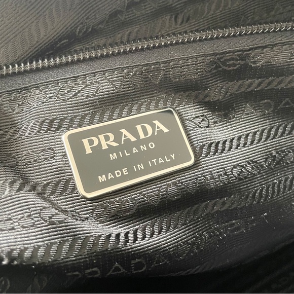 Prada gray Tessuto nylon triangle logo shoulder tote bag - Picture 9 of 11